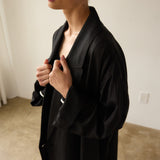 The Linen Baggy Trench Coat in Black