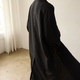 The Linen Baggy Trench Coat in Black