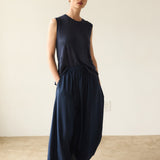 The Midi Swing Skirt in Navy