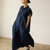 The Reiki Sleeveless Shirt in Navy