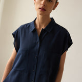 The Reiki Sleeveless Shirt in Navy