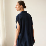 The Reiki Sleeveless Shirt in Navy