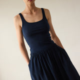 The Midi Swing Skirt in Navy