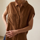 The Reiki Sleeveless Shirt in Clay