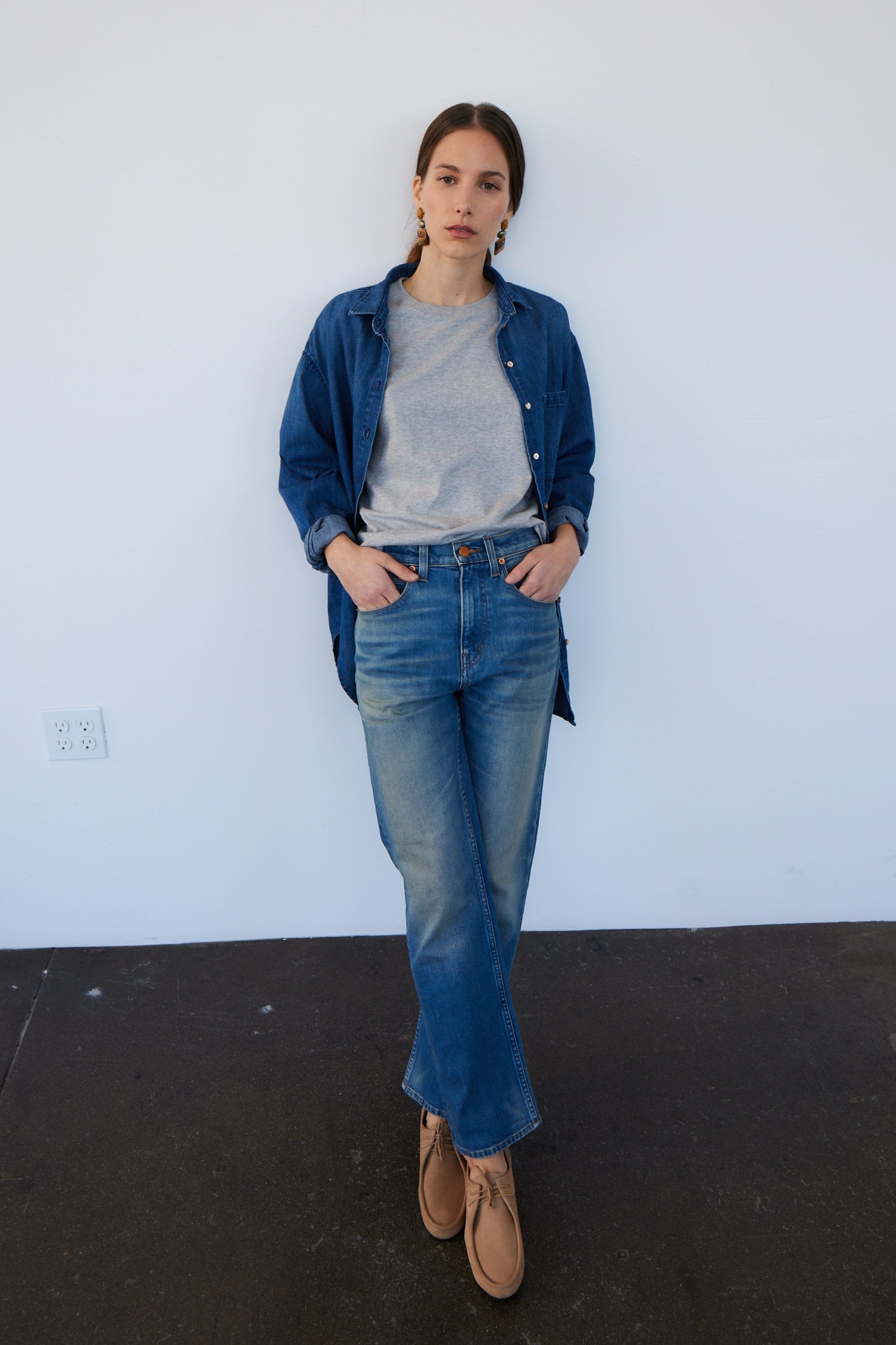 The Kenickie in Distressed Indigo. On body front - Jamie Haller