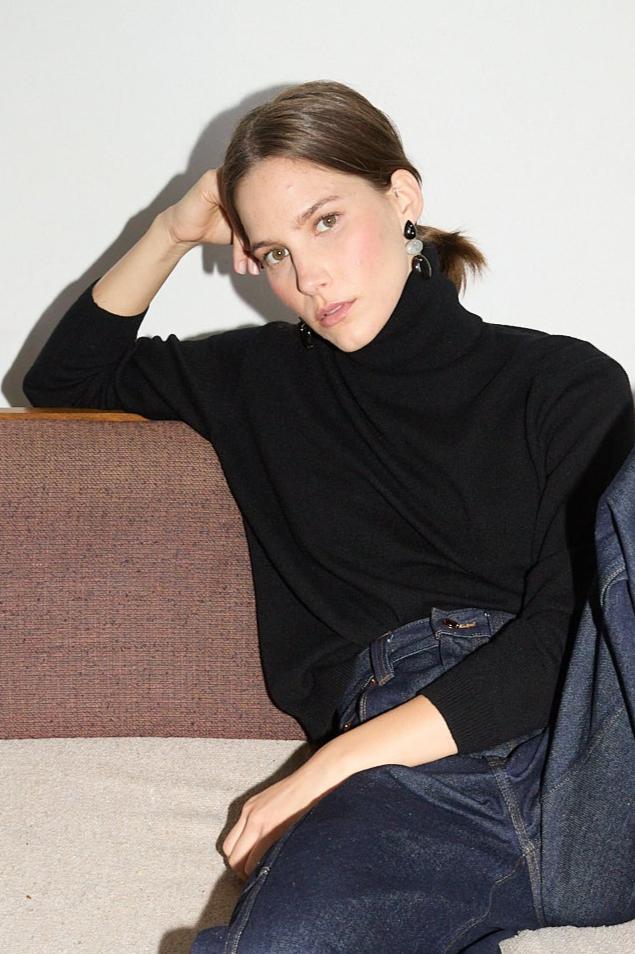 The Primm Sweater in Black. On body front - Jamie Haller