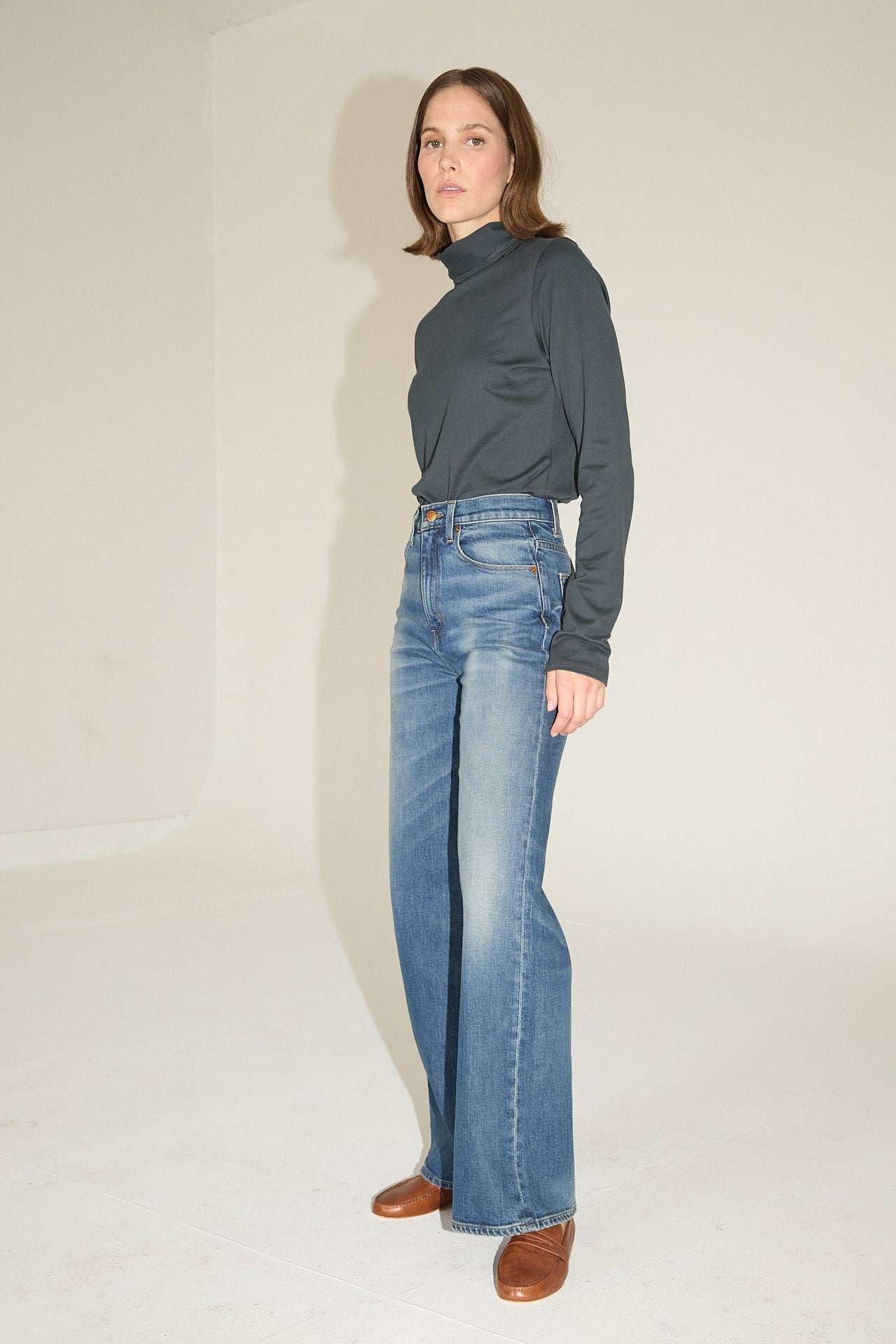 The Wide A Leg in Wilde Indigo. On body front - Jamie Haller