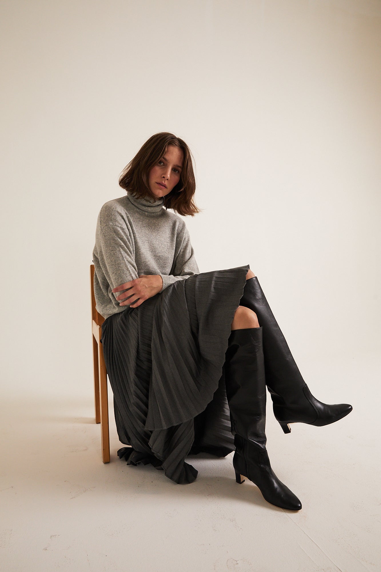 The Primm Sweater in Oxford. On body front side - Jamie Haller