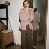 The Stripe Essential Shirt in Burgundy Natural