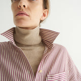 The Stripe Essential Shirt in Burgundy Natural