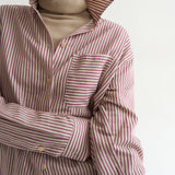 The Stripe Essential Shirt in Burgundy Natural