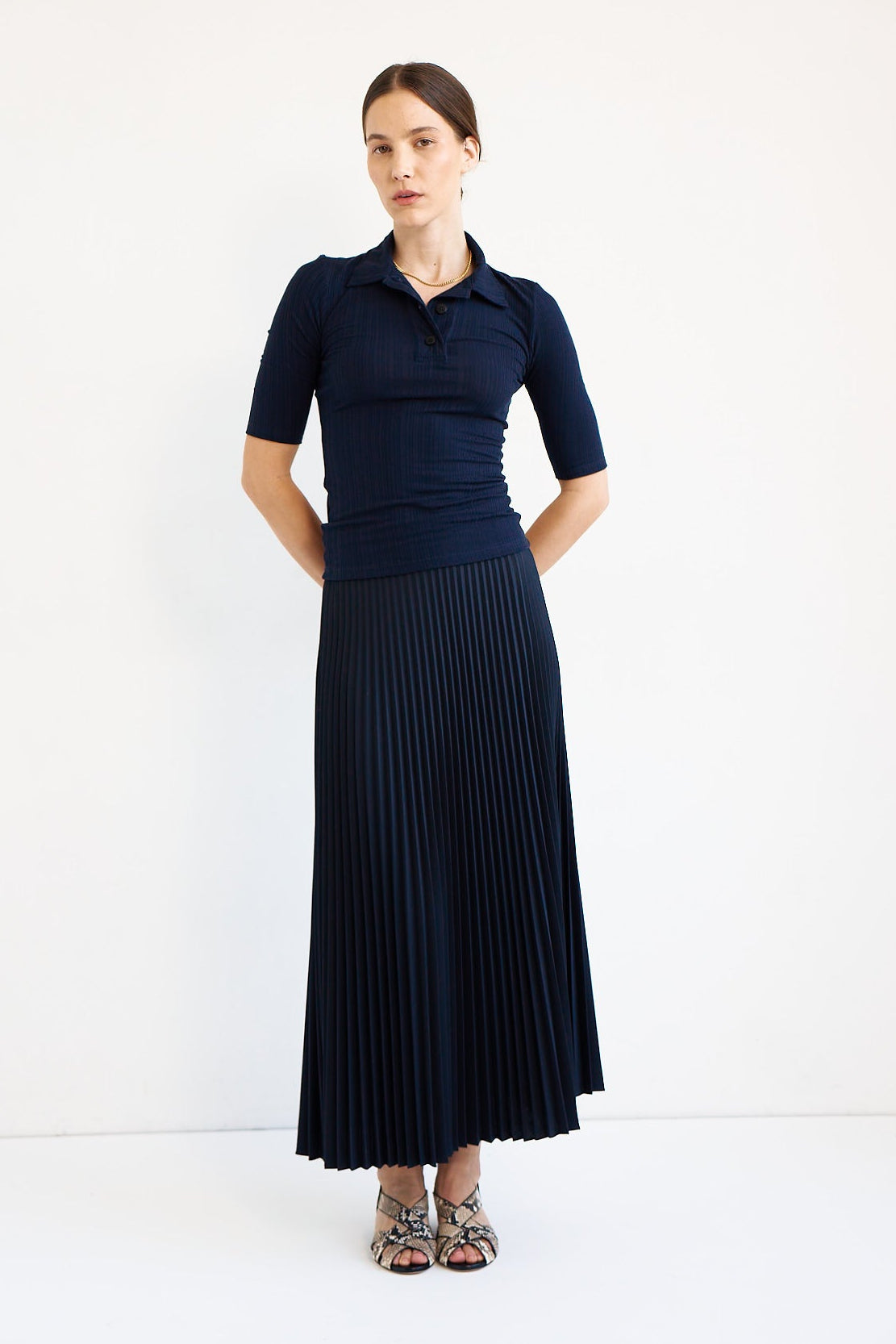 The Accordion Skirt in Navy