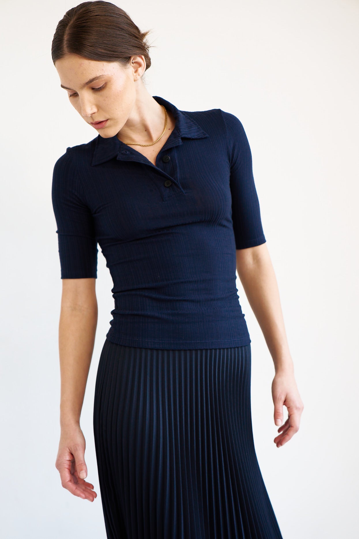 The Slim Polo Tee in Navy