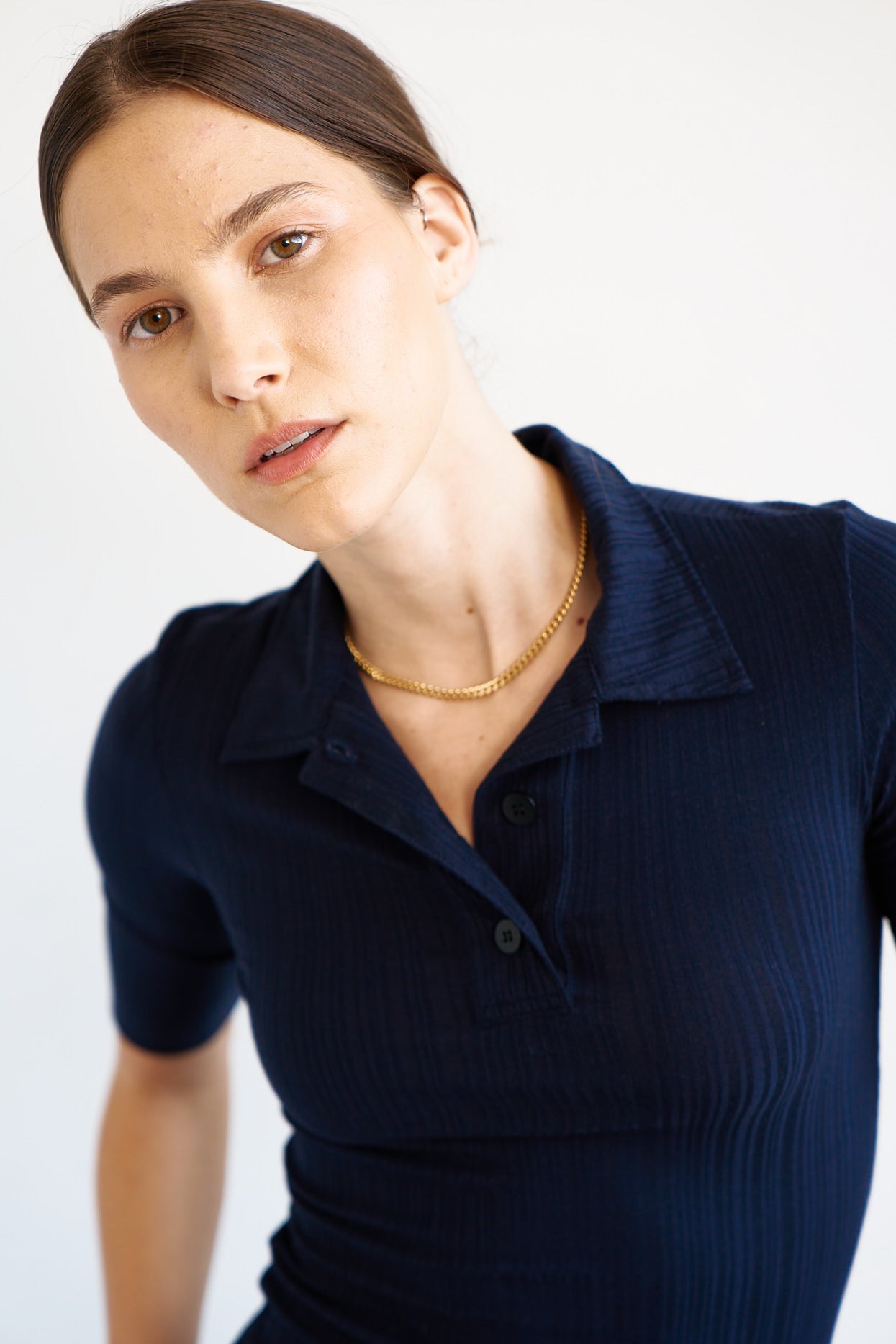 The Slim Polo Tee in Navy
