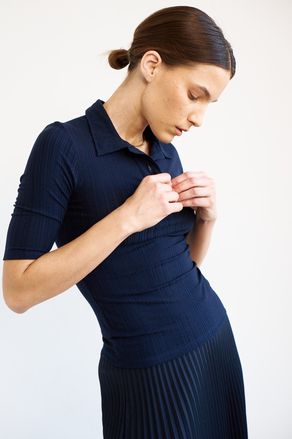 The Slim Polo Tee in Navy