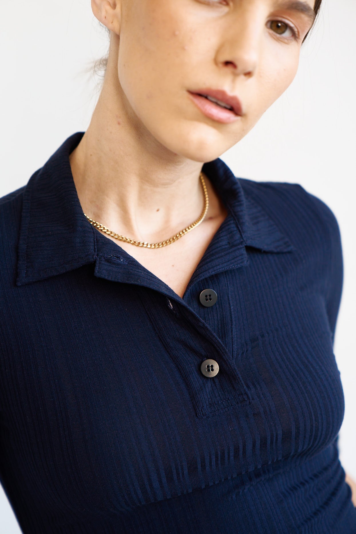 The Slim Polo Tee in Navy