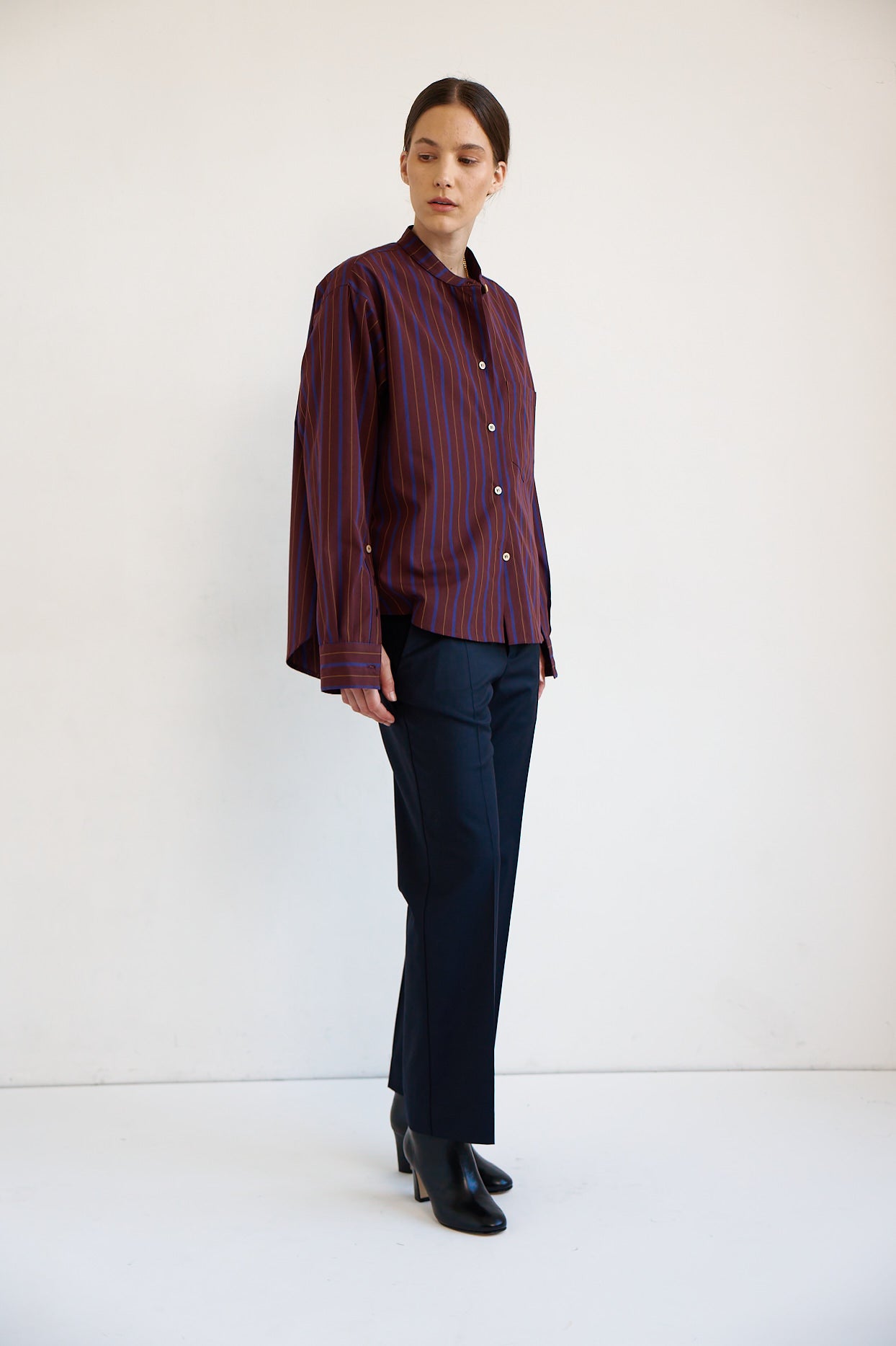 The Editor Shirt in Oxblood Stripe