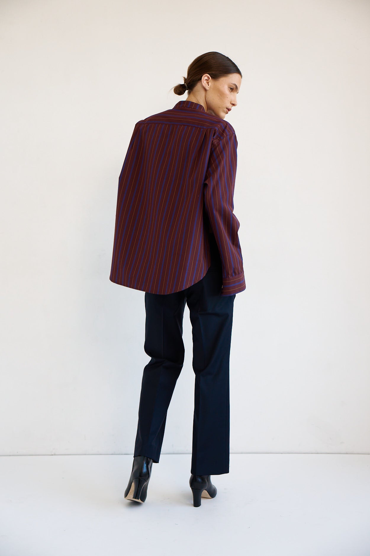 The Editor Shirt in Oxblood Stripe