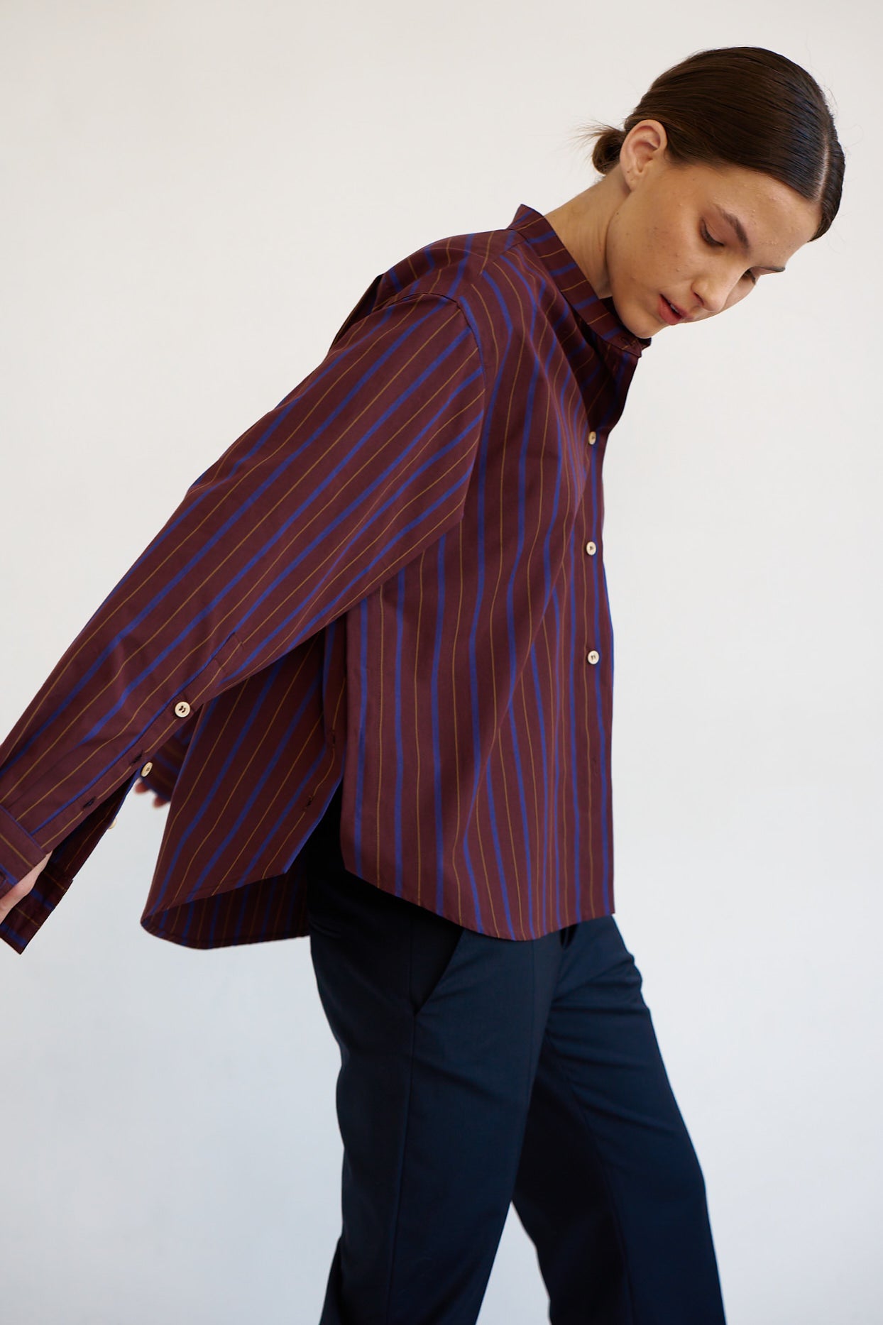 The Editor Shirt in Oxblood Stripe