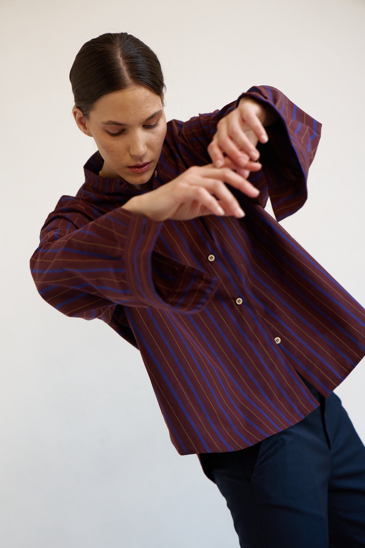 The Editor Shirt in Oxblood Stripe