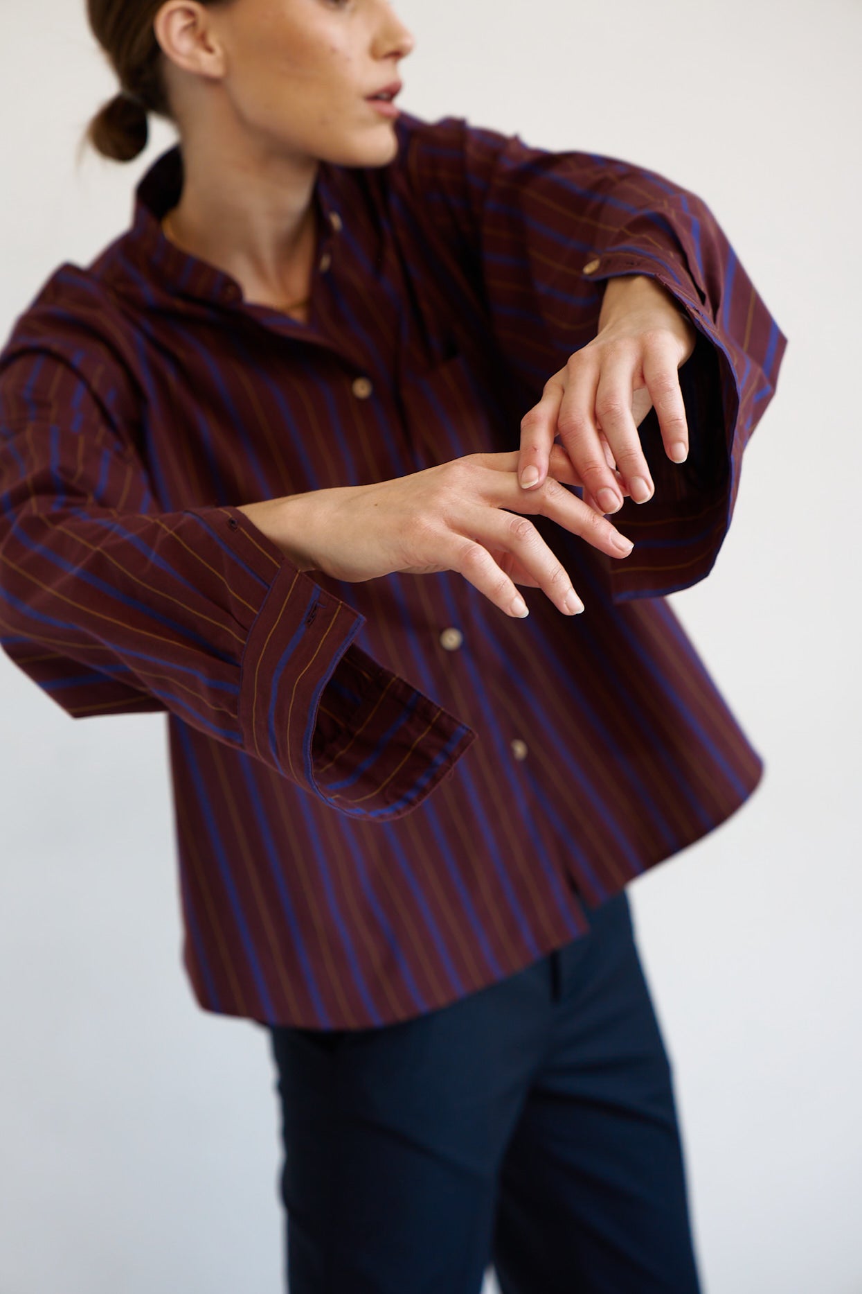 The Editor Shirt in Oxblood Stripe