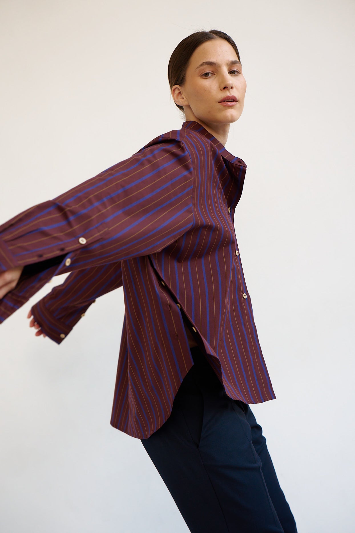 The Editor Shirt in Oxblood Stripe