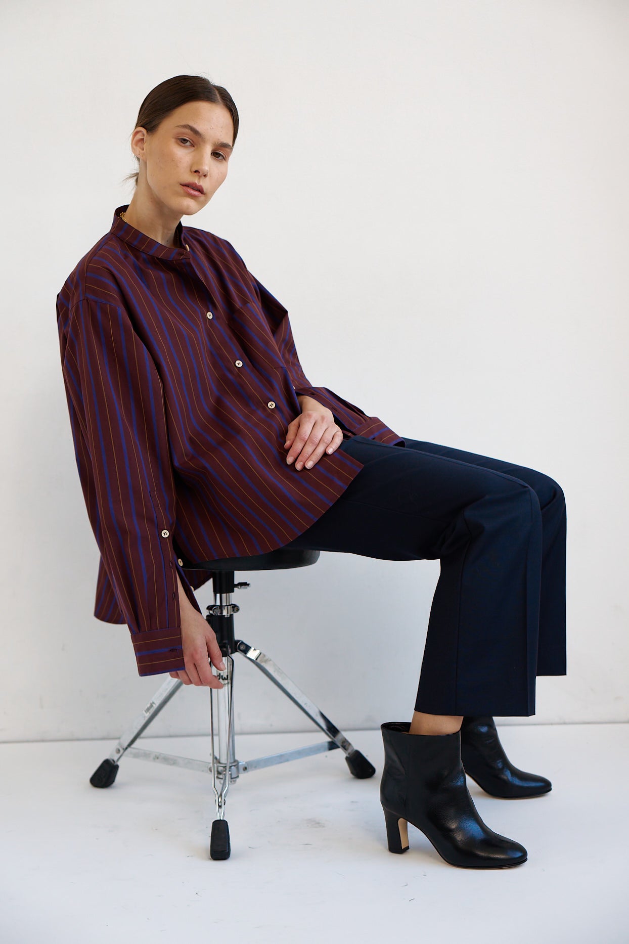 The Editor Shirt in Oxblood Stripe