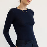 The Long Rib Tee in Navy