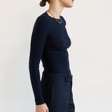 The Long Rib Tee in Navy