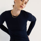 The Long Rib Tee in Navy