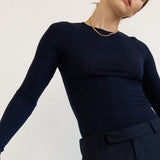 The Long Rib Tee in Navy