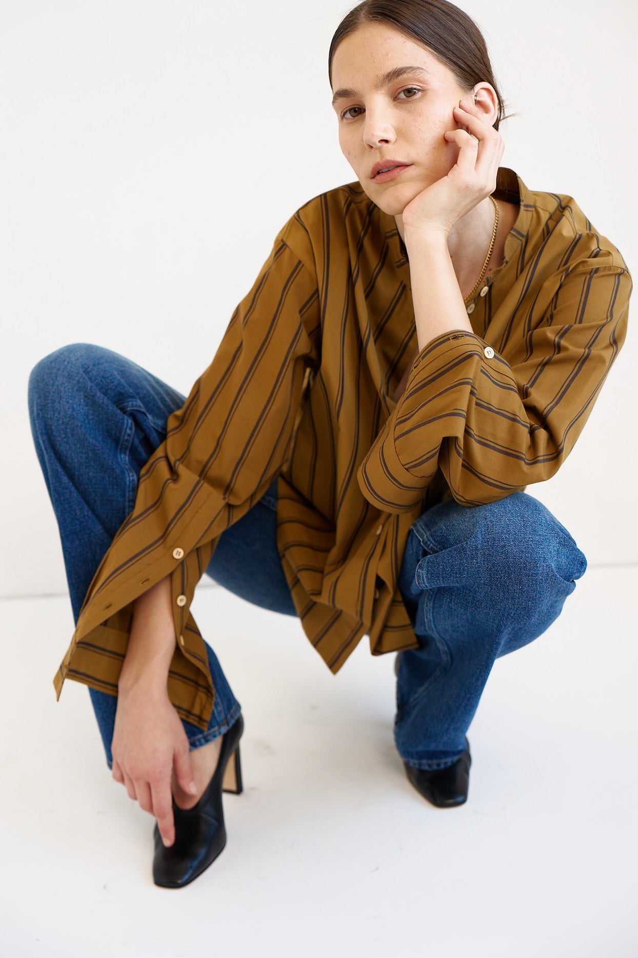The Editor Shirt in Goldenrod Stripe
