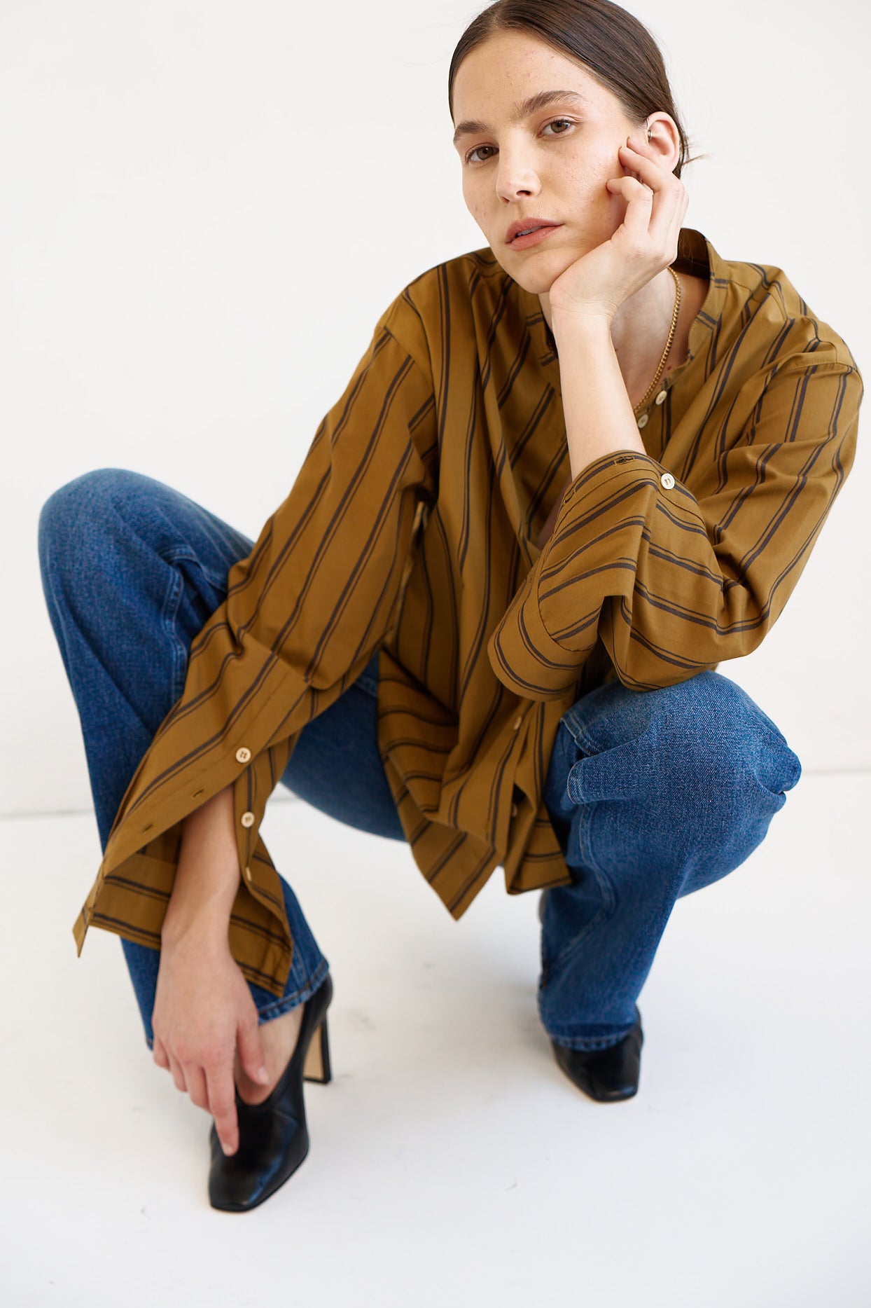 The Editor Shirt in Goldenrod Stripe