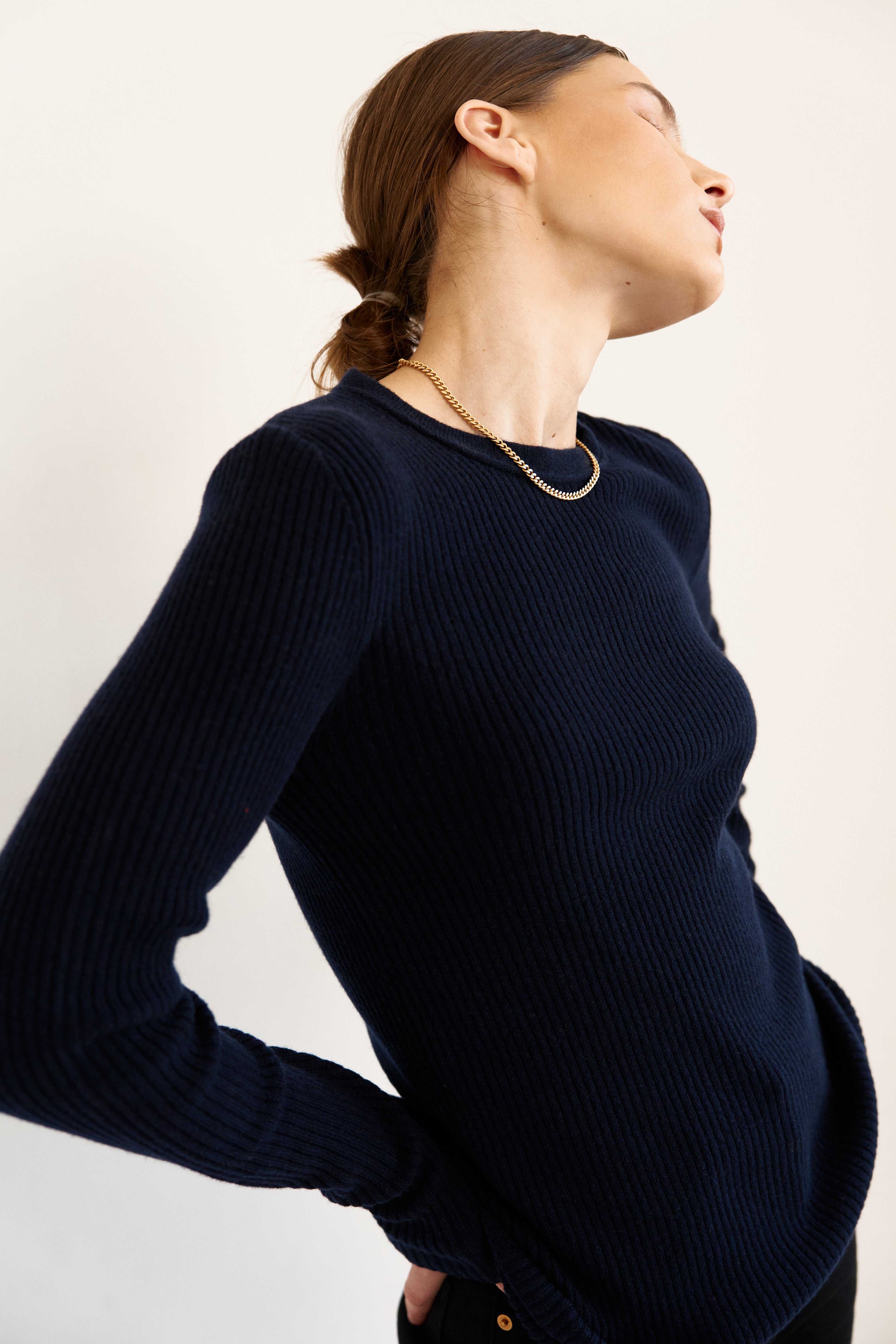 The Rib Slim Sweater in Navy