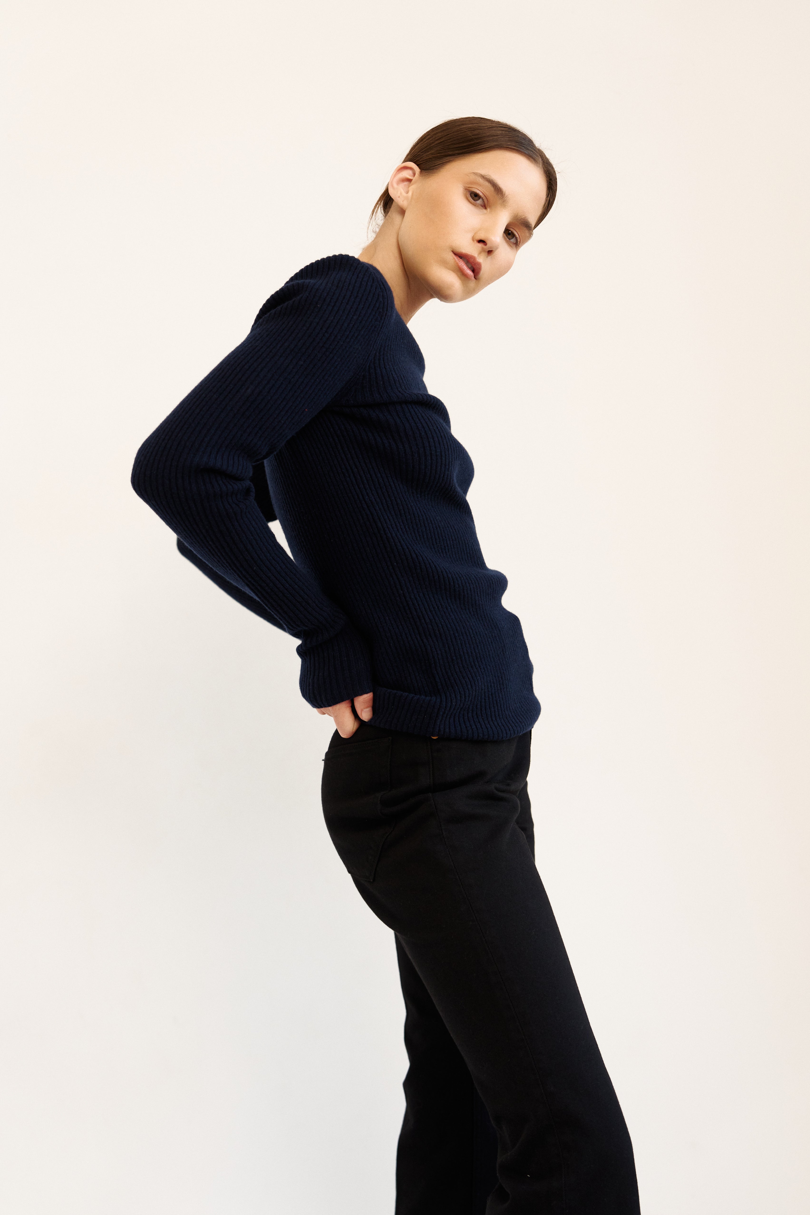 The Rib Slim Sweater in Navy