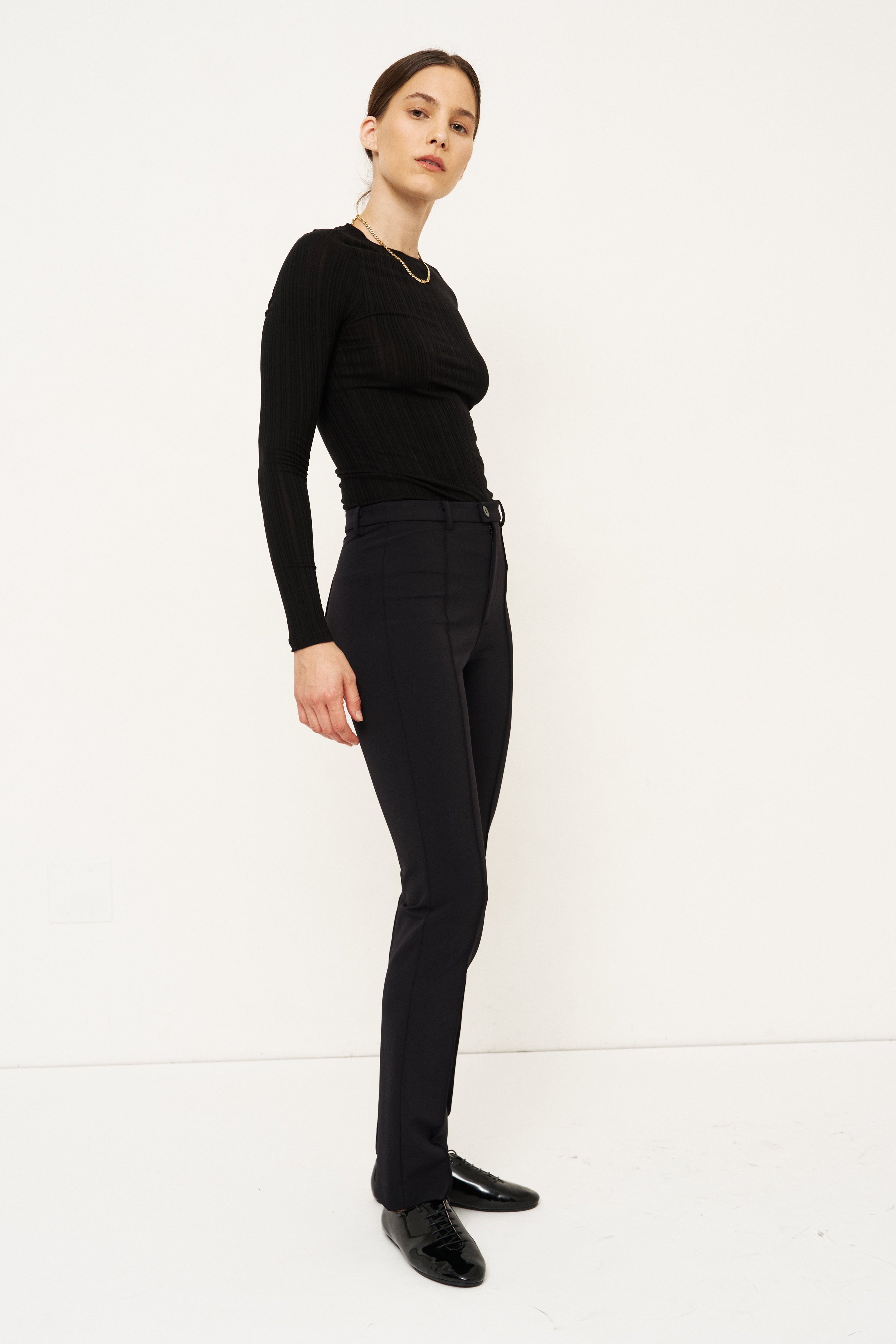 The Long Rib Tee in Black