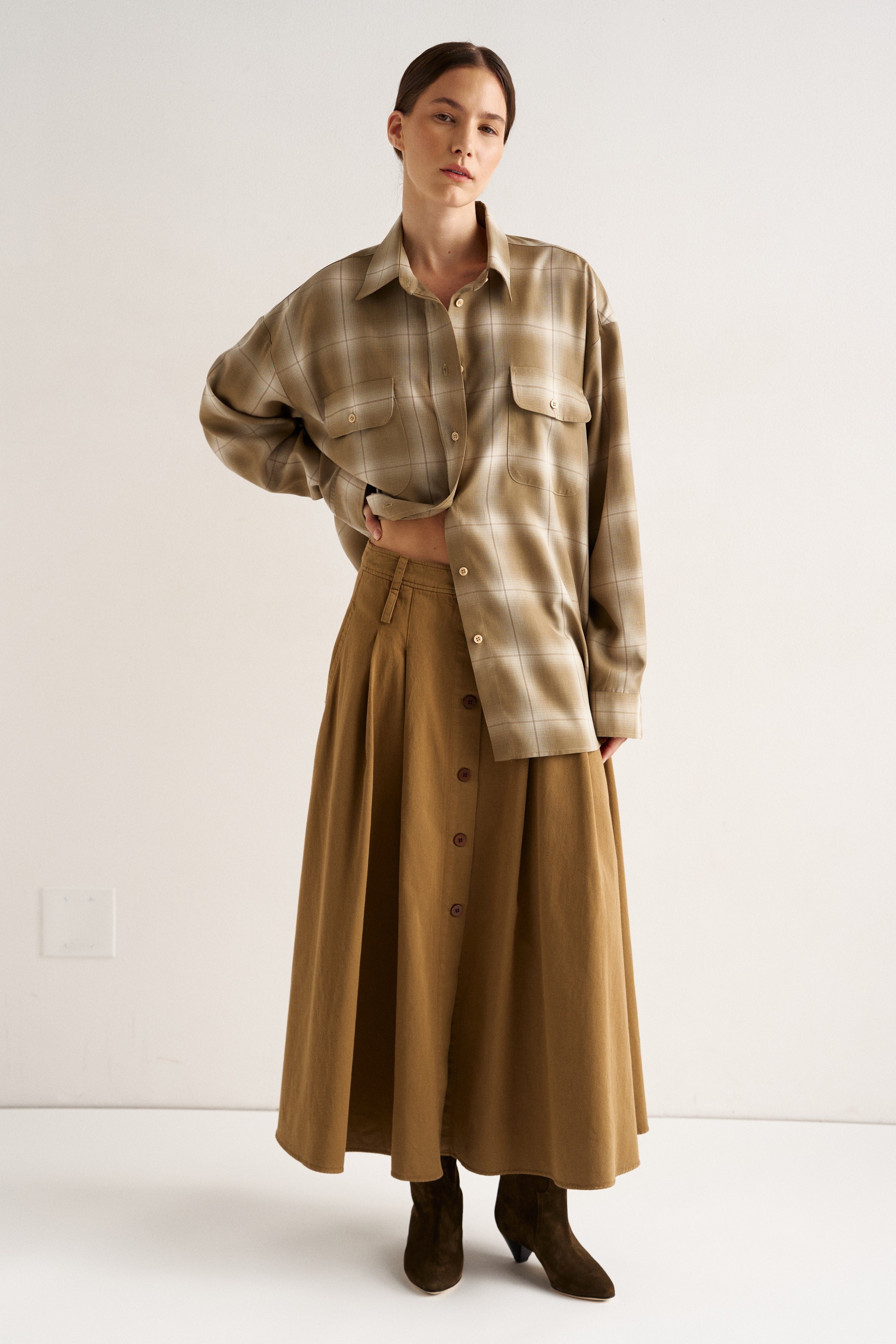 The Big Shirt in Olive Plaid