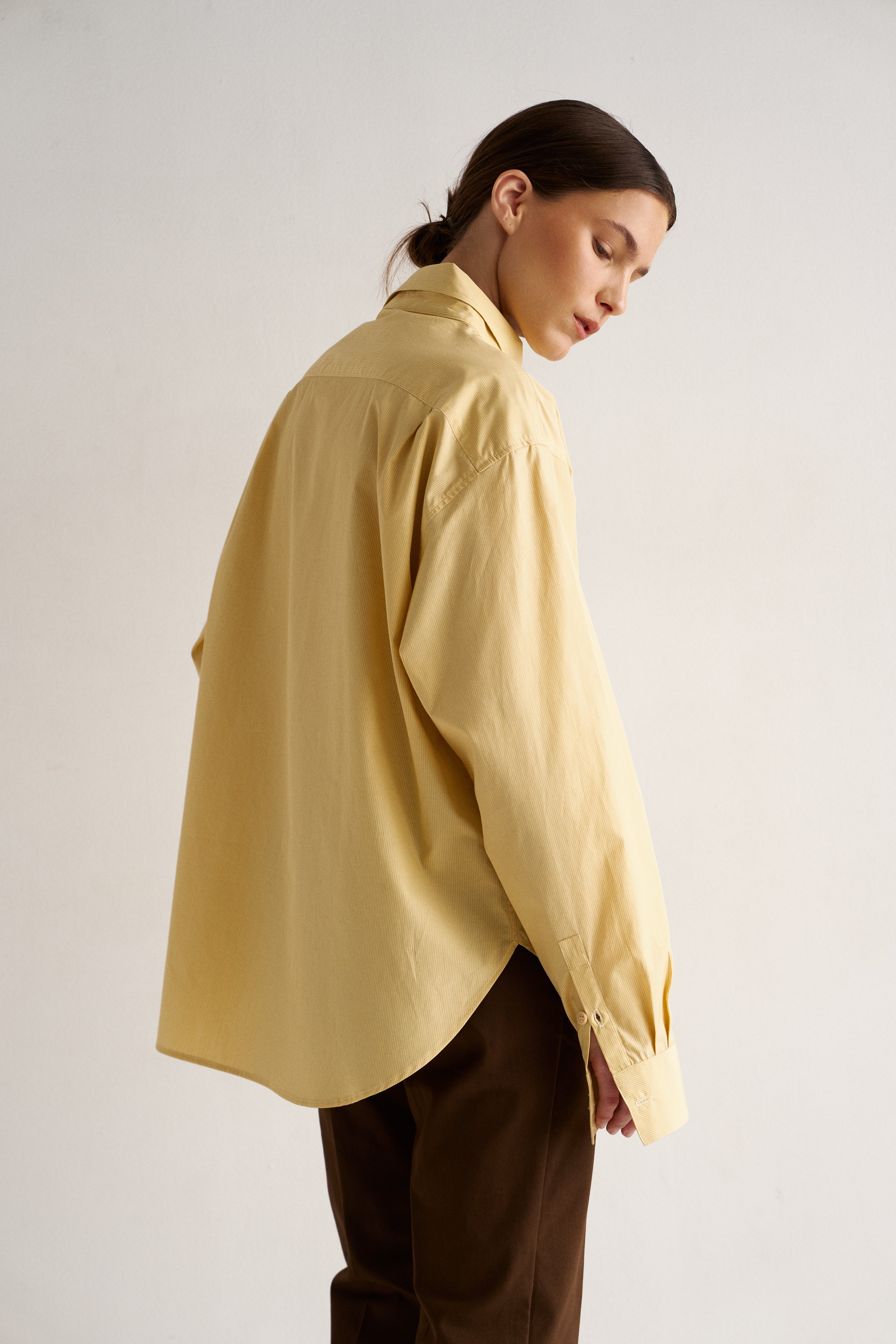 The Asymmetry Shirt in Yellow Baby Stripe