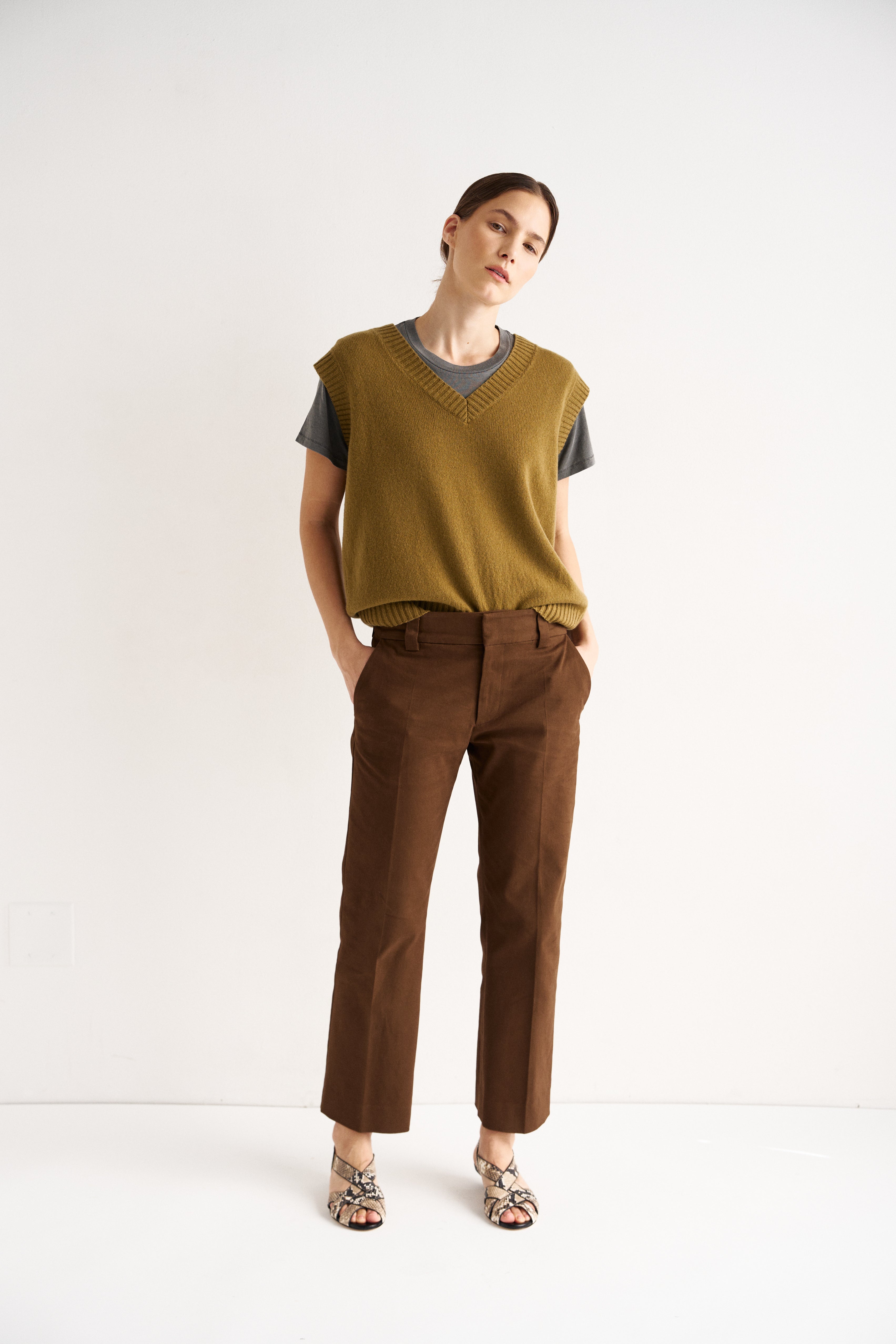 The Knit Vest in Moss