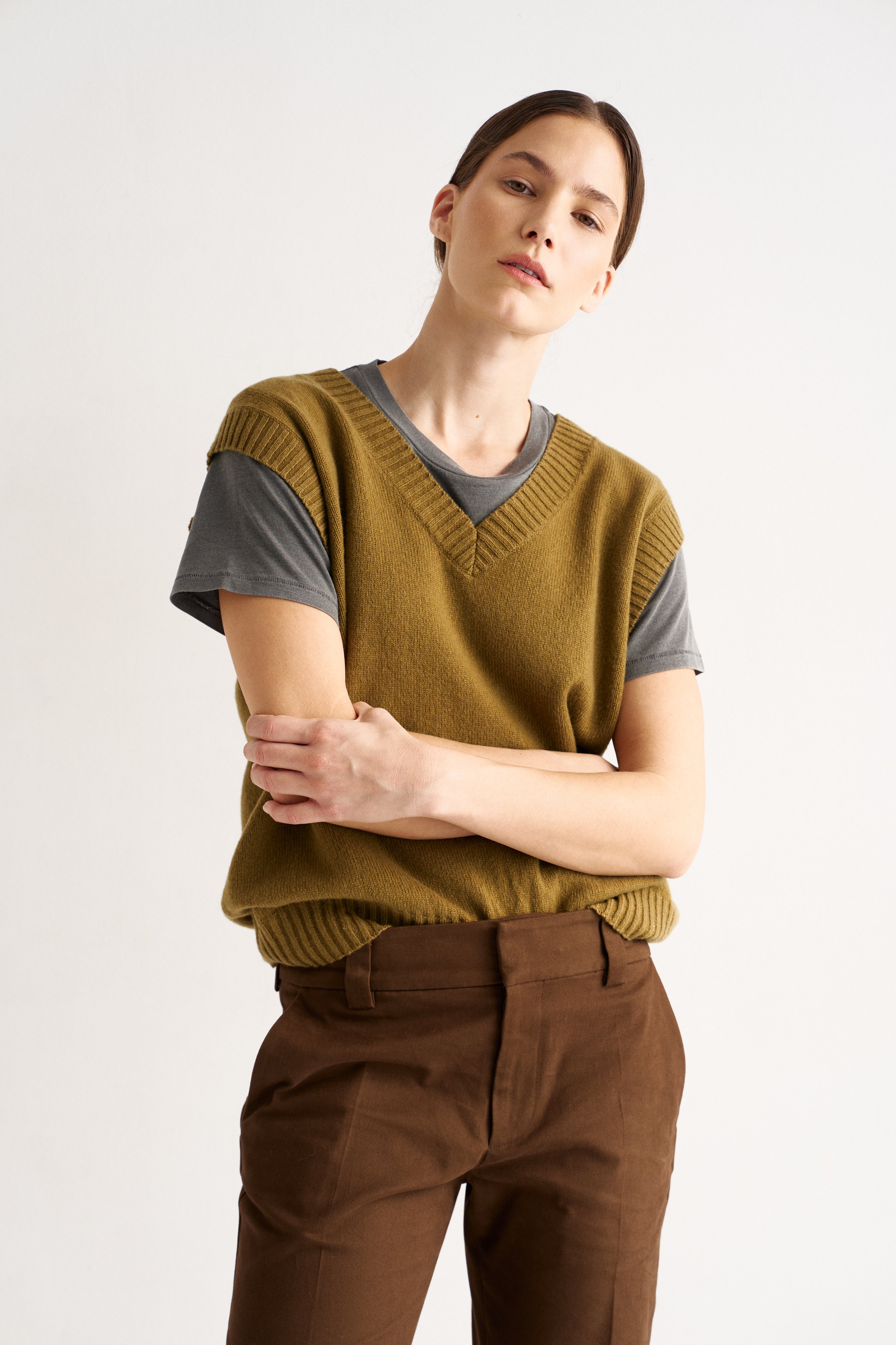 The Knit Vest in Moss