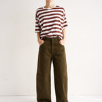 The Draped Tee in Brown Rugby Stripes