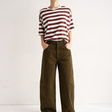 The Draped Tee in Brown Rugby Stripes