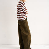 The Draped Tee in Brown Rugby Stripes