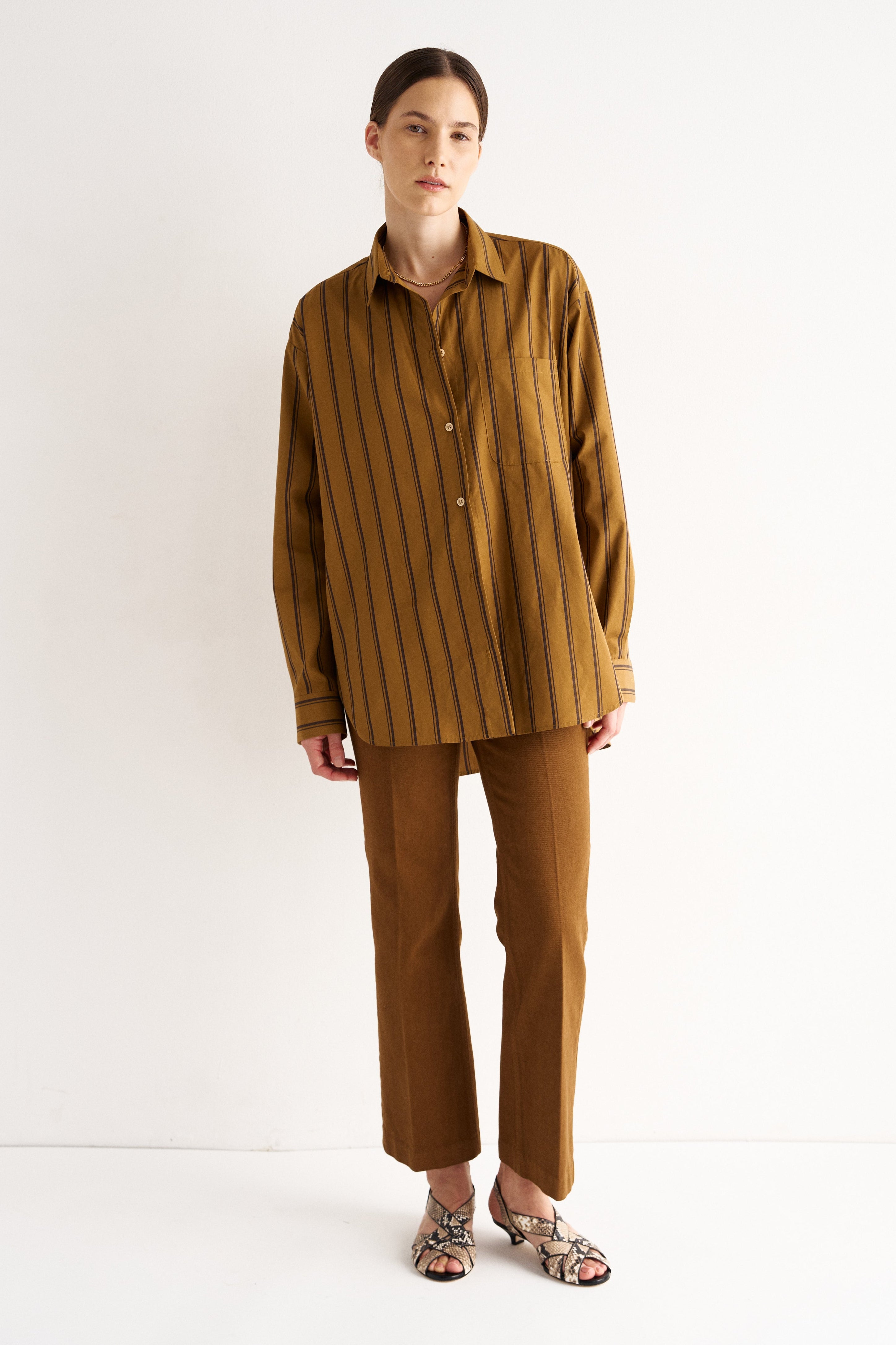 The Essential Shirt in Goldenrod Stripe