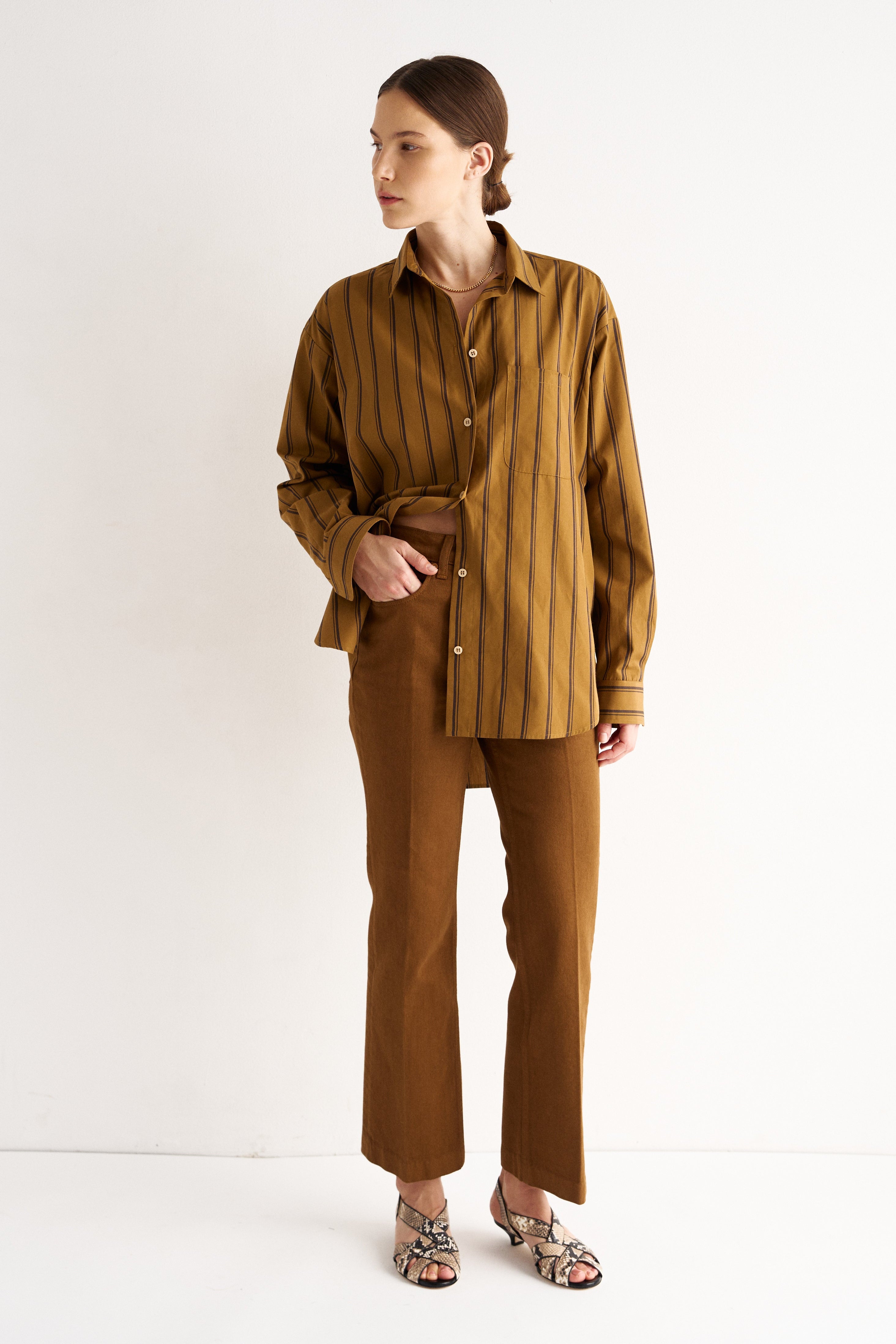 The Essential Shirt in Goldenrod Stripe