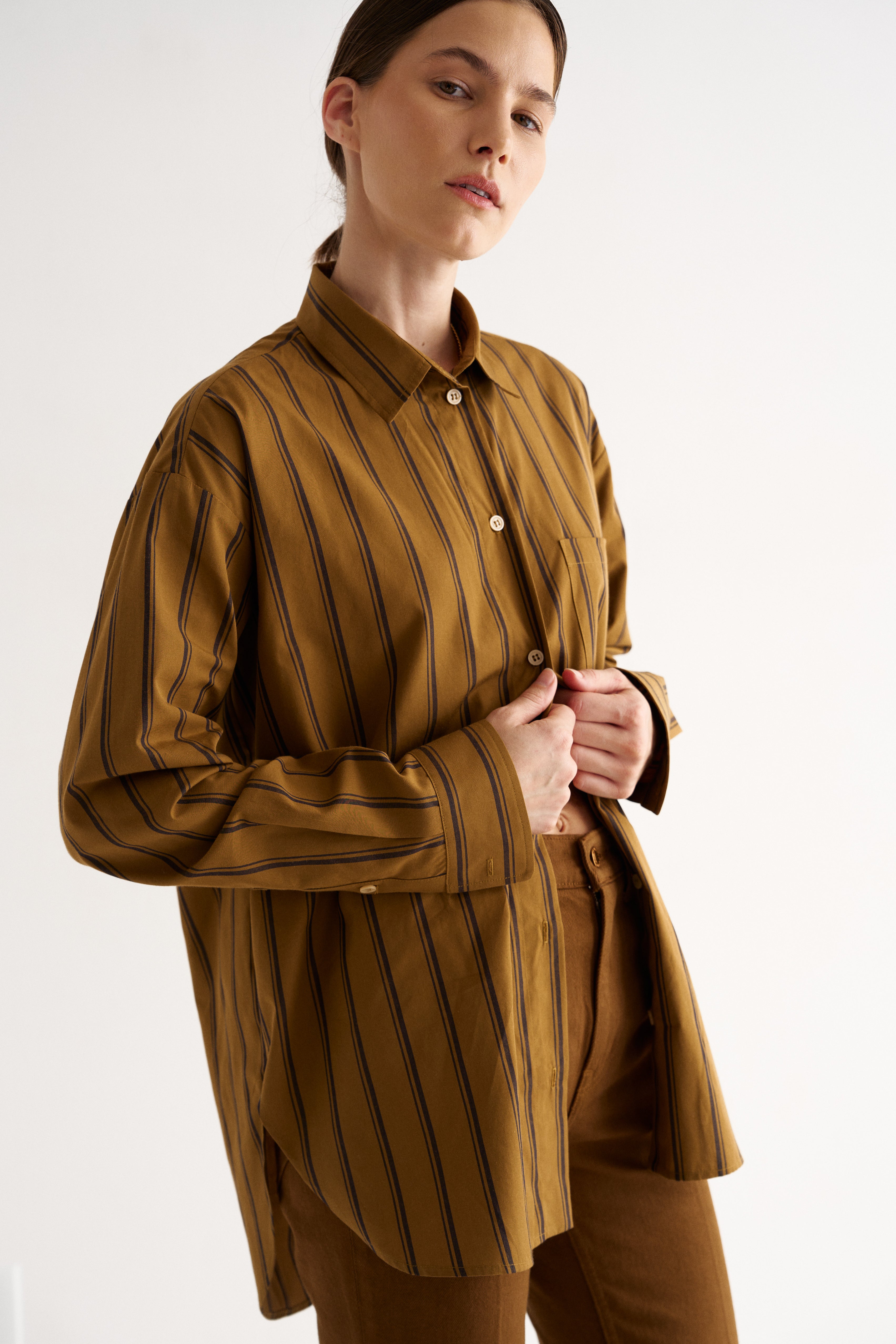 The Essential Shirt in Goldenrod Stripe
