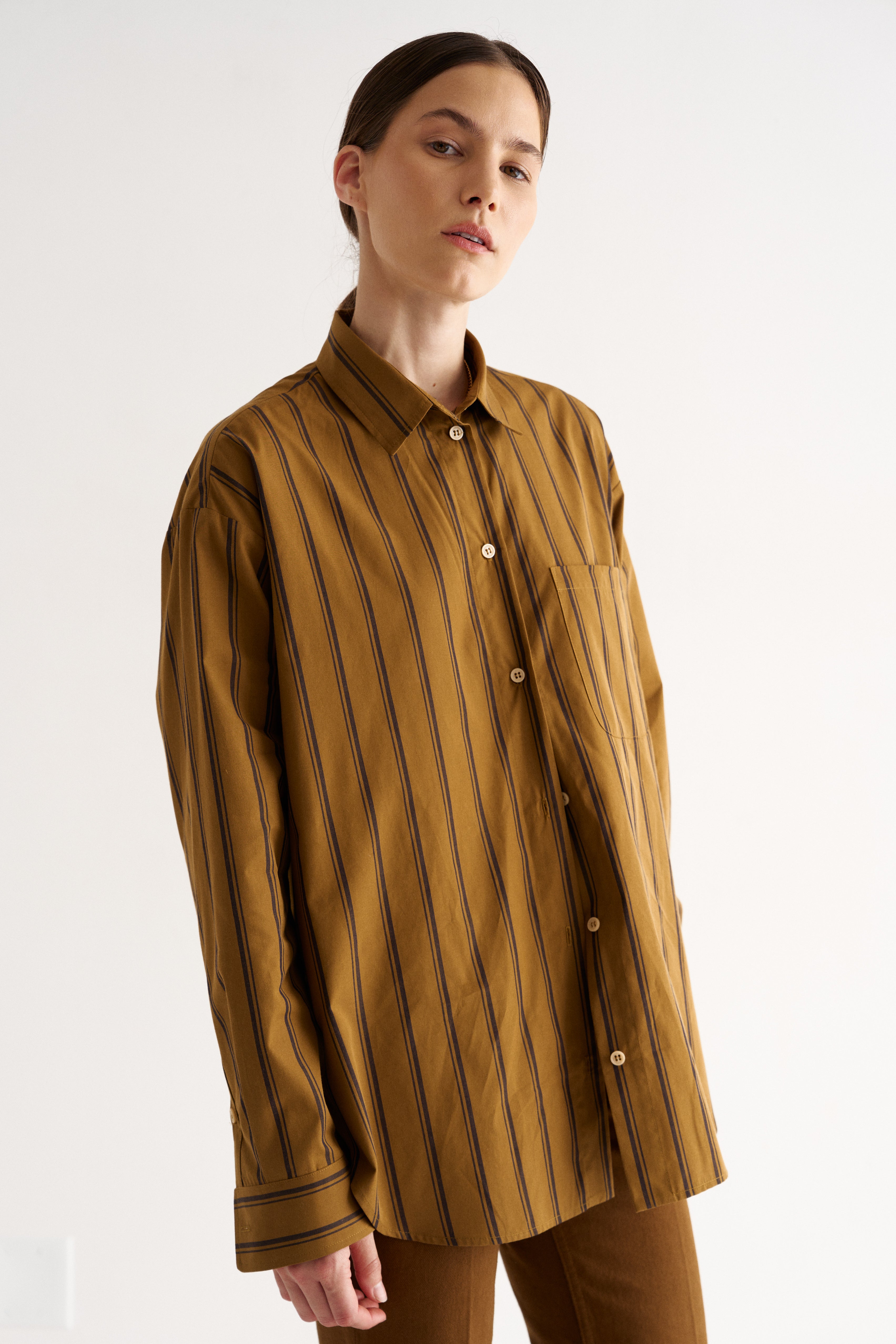 The Essential Shirt in Goldenrod Stripe