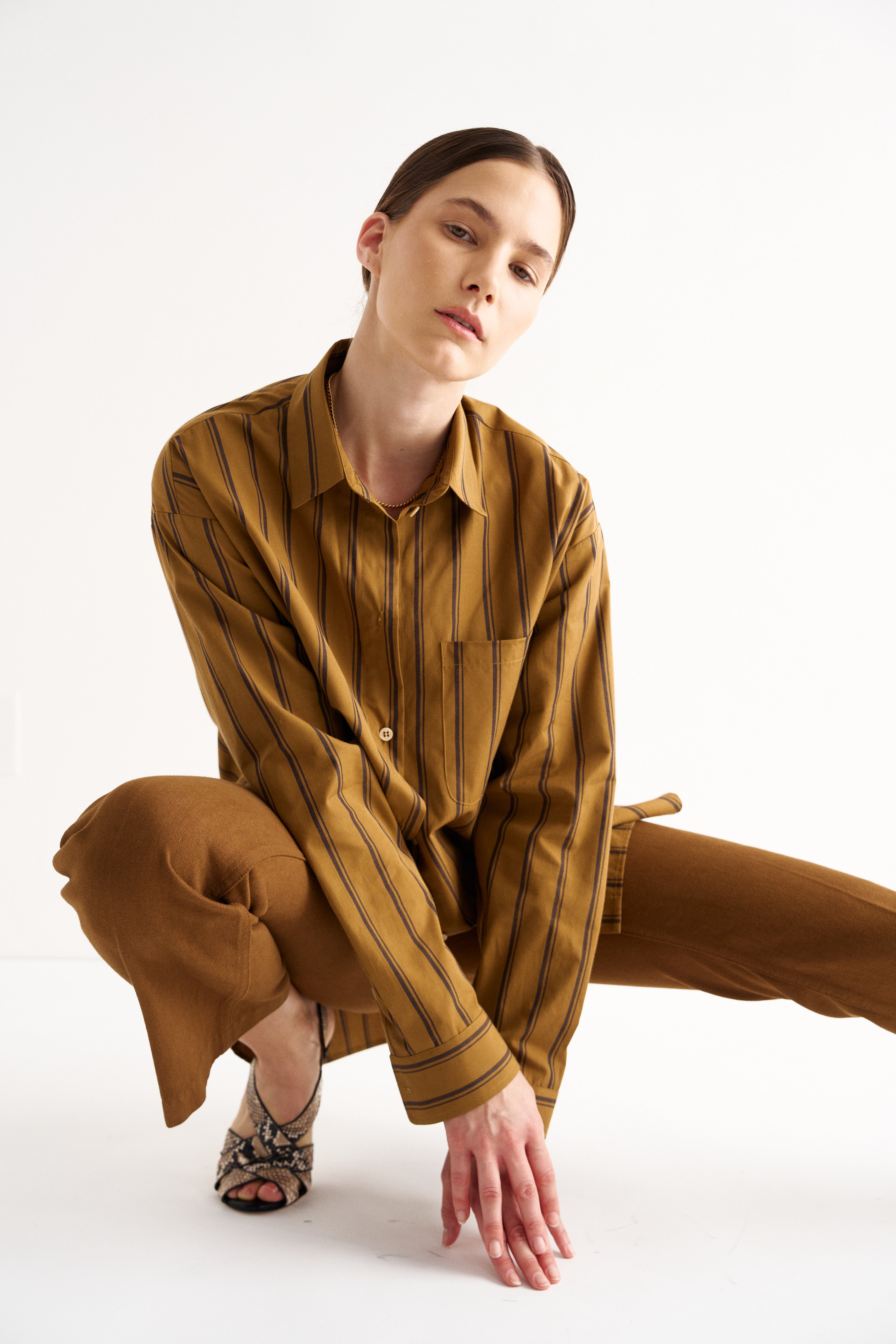 The Essential Shirt in Goldenrod Stripe