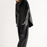 The Leather Sculpted Baggy Pant in Black