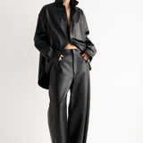 The Leather Sculpted Baggy Pant in Black